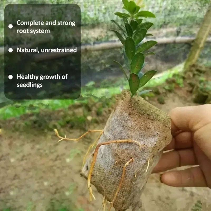 100 peças, Sacos biodegradáveis, de fibra vegetal, para berçário de sementes, 8x10cm, sacos de cultivo de plantas não-tecidos, vasos de mudas de tecido, bolsa de plantas, jardim doméstico